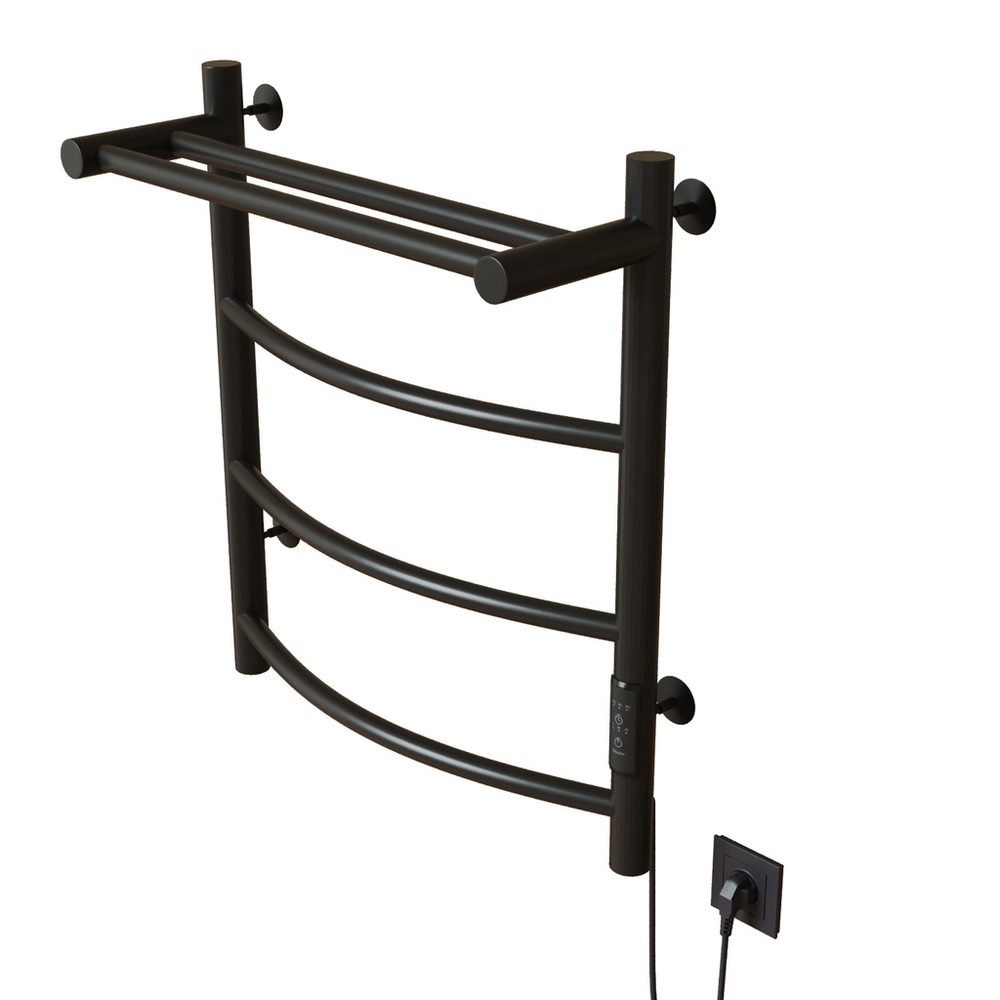 Полотенцесушитель MIXLINE CAPELLA  60х50 (таймер, 251Вт, 3 перекладины + ПОЛКА) электрический ЧЕРНЫЙ