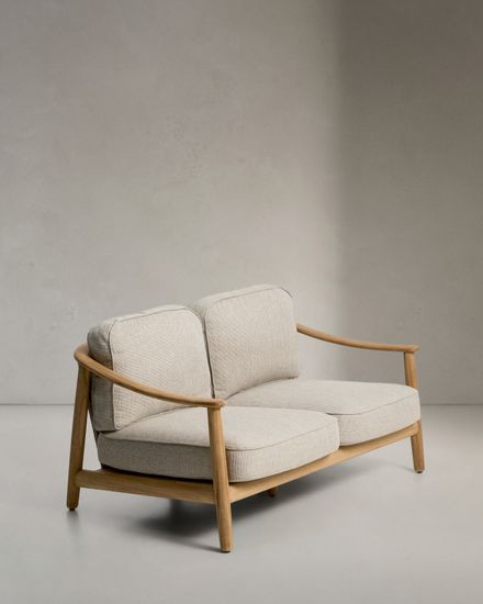 Уличный 2-х местный диван Elunda из тикового дерева и бежевой веревки