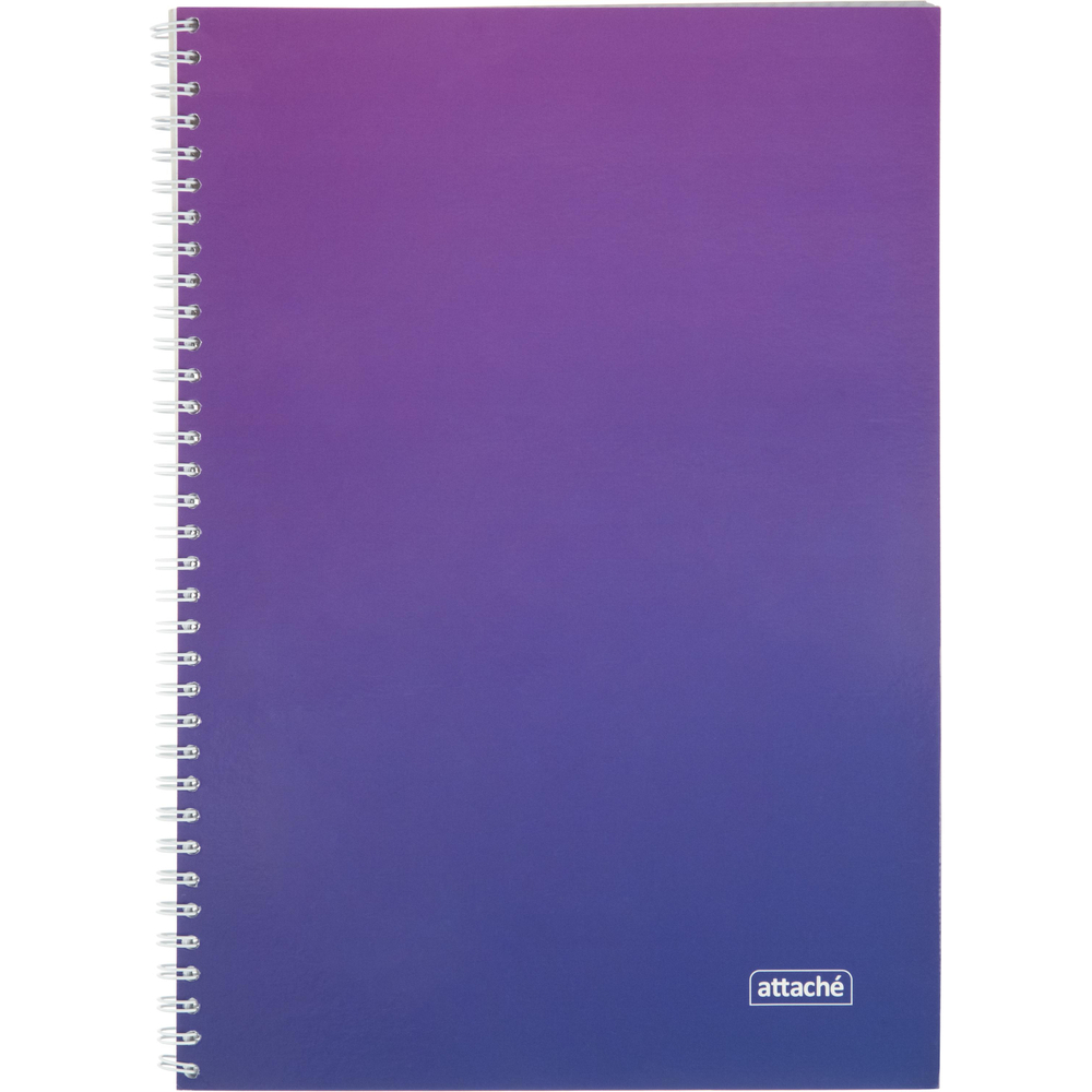 Тетрадь общая А4 96л Attache Градиент Фиолет клетка, 65г, греб, УФ-лак