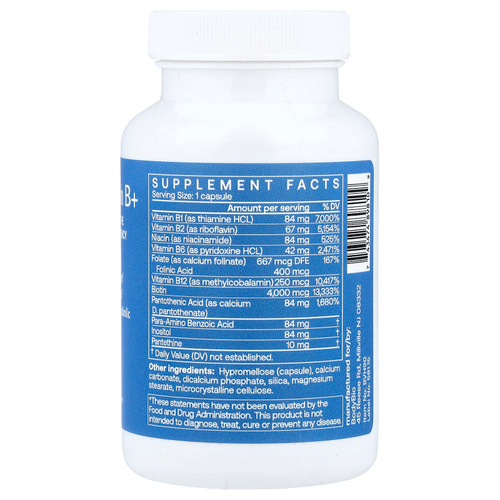 BodyBio, витамин B+, 90 капсул
