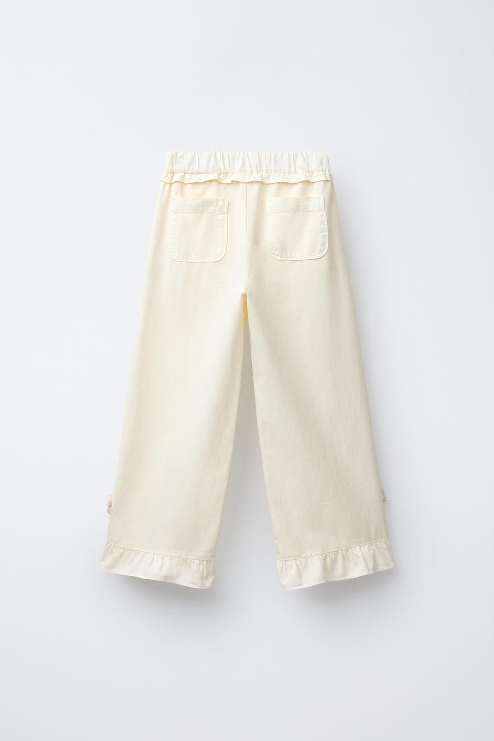 ZARA БРЮКИ С ВОЛАНАМИ, ЭКРЮ