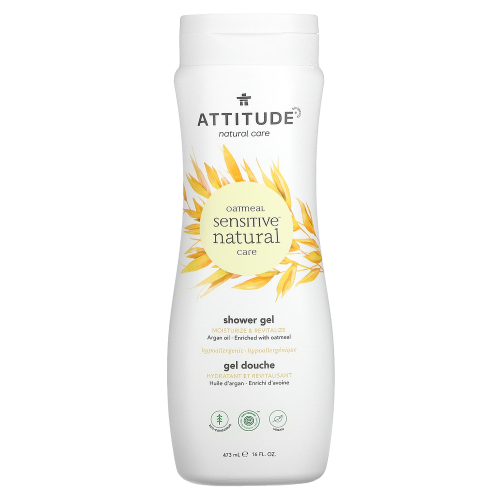 ATTITUDE, Oatmeal Sensitive Natural Care, гель для душа, увлажнение и восстановление, аргановое масло, 473 мл (16 жидк. Унций)