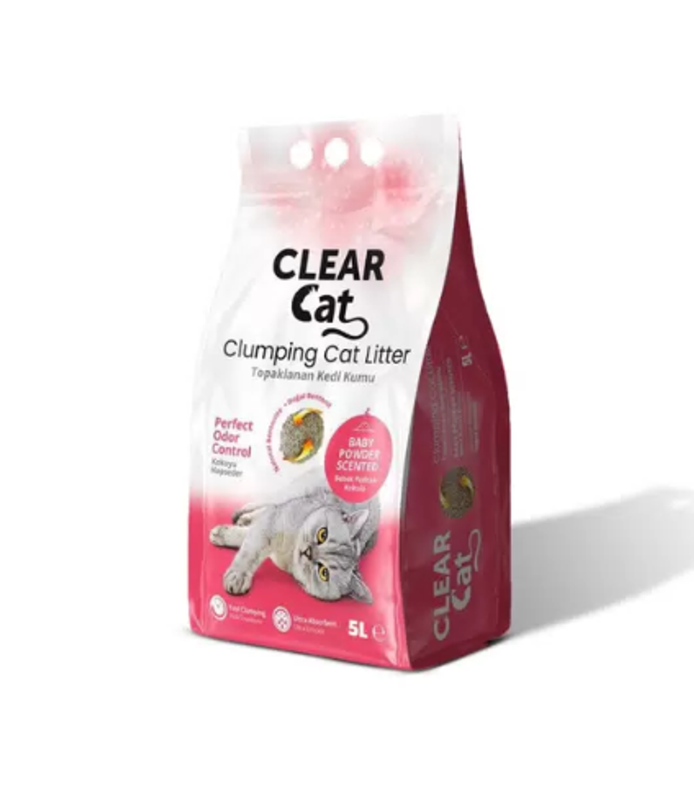 CLEARCAT Наполнитель бентонитовый комкующийся с ароматом детской присыпки