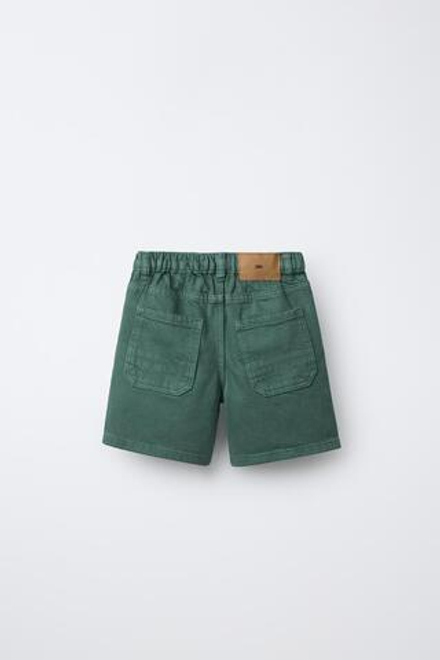 ZARA ДЖИНСОВЫЕ ШОРТЫ BAGGY, ЗЕЛЕНЫЙ