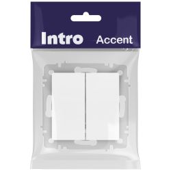 Выключатель Intro Accent 6-104-01М двойной, 10А-250В, IP20, СУ, AL/CU, белый матовый
