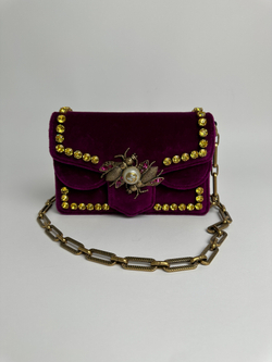 Сумка Gucci Broadway Bee Velvet Shoulder Bag