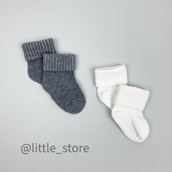 Носочки хлопковые для мальчика Графит/Белый со стоперами