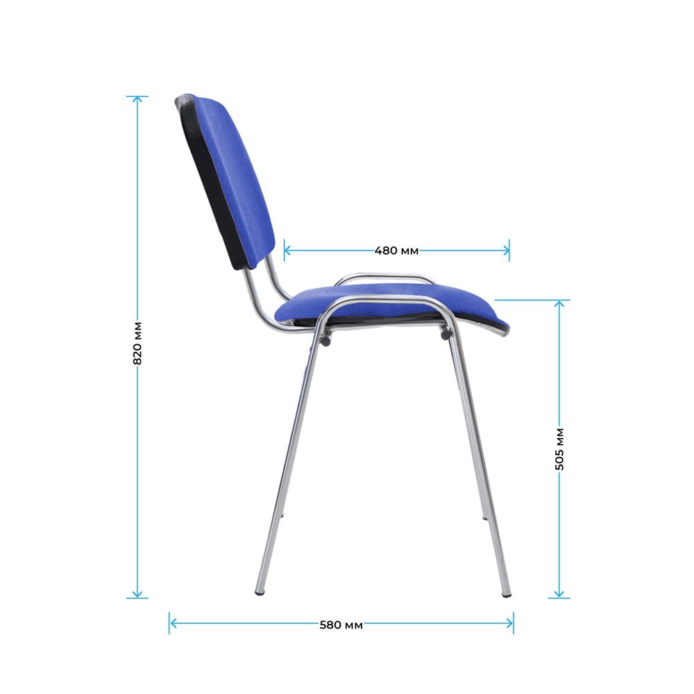 Стул Helmi HL-F01 "Изо", каркас хром, обивка ткань синяя с черным