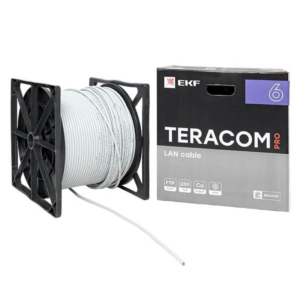 Кабель витая пара TERACOM PRO CAT.6 F/UTP 4 пары solid 23AWG оболочка PVC цвет серый (упак. 305м) (305.00 шт.)