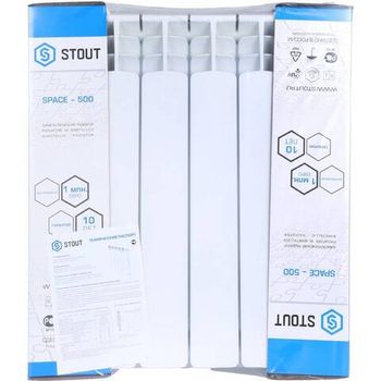 STOUT Space 500 6 секции радиатор биметаллический нижнее правое подключение RAL9016