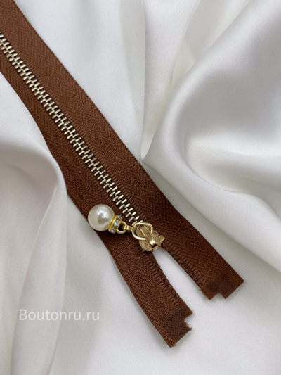 Молния коричневая золото жемчуг