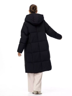 Пуховик длинный с капюшоном, черный, SilverFox
