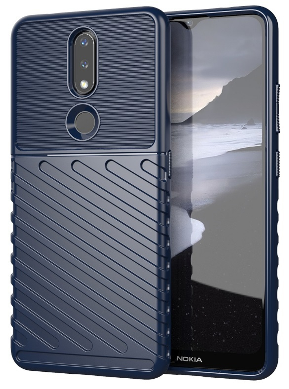 Чехол на смартфон Nokia 2.4, темно-синий цвет, высокий уровень защиты, серия Onyx от Caseport