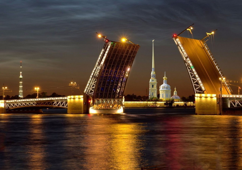 Фото на стекле "Разводной мост Санкт Петербурга"