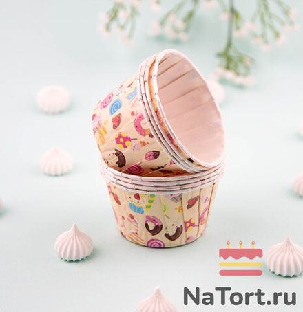 Формы бумажные с ламинацией «Маффин» 50х40 мм (Сладости) 100 шт