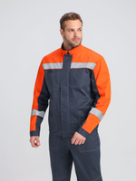 Костюм Бриготек-1 СОП (тк.Смесовая,260) брюки, т.серый/оранжевый