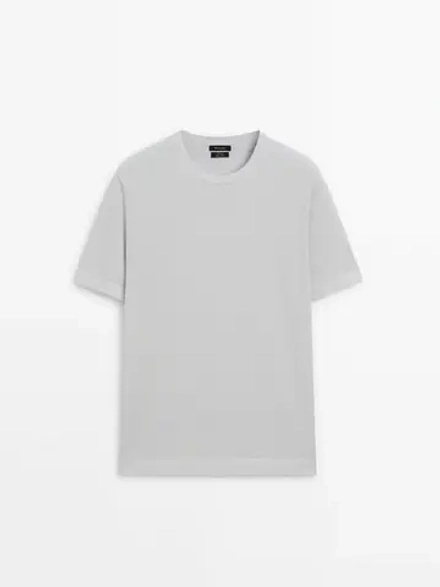 Massimo Dutti Футболка из 100% хлопка, жемчужно-серый