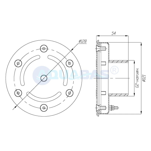 ФП.122.1 Форсунка донная д.120 2" (наружн.) плитка