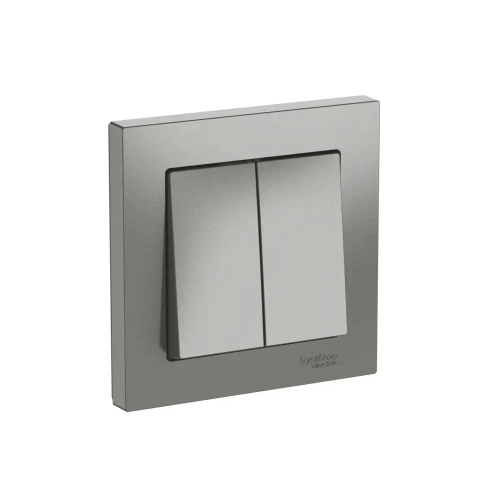 ATLASDESIGN 2-клавишный ВЫКЛЮЧАТЕЛЬ, сх.5, 10АХ, в сборе, быстрозажим. клем., СТАЛЬ