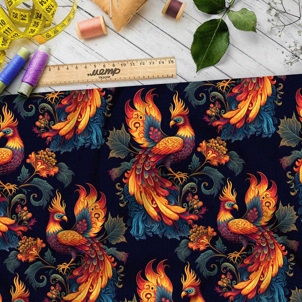 Ткань атлас русская жар-птица