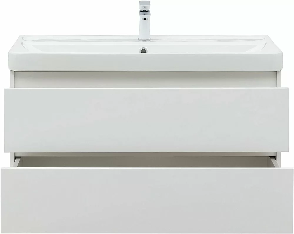Тумба с раковиной Aquanet Вега 100 белый глянец