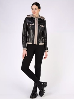 Кожаная куртка демисезонная с капюшоном