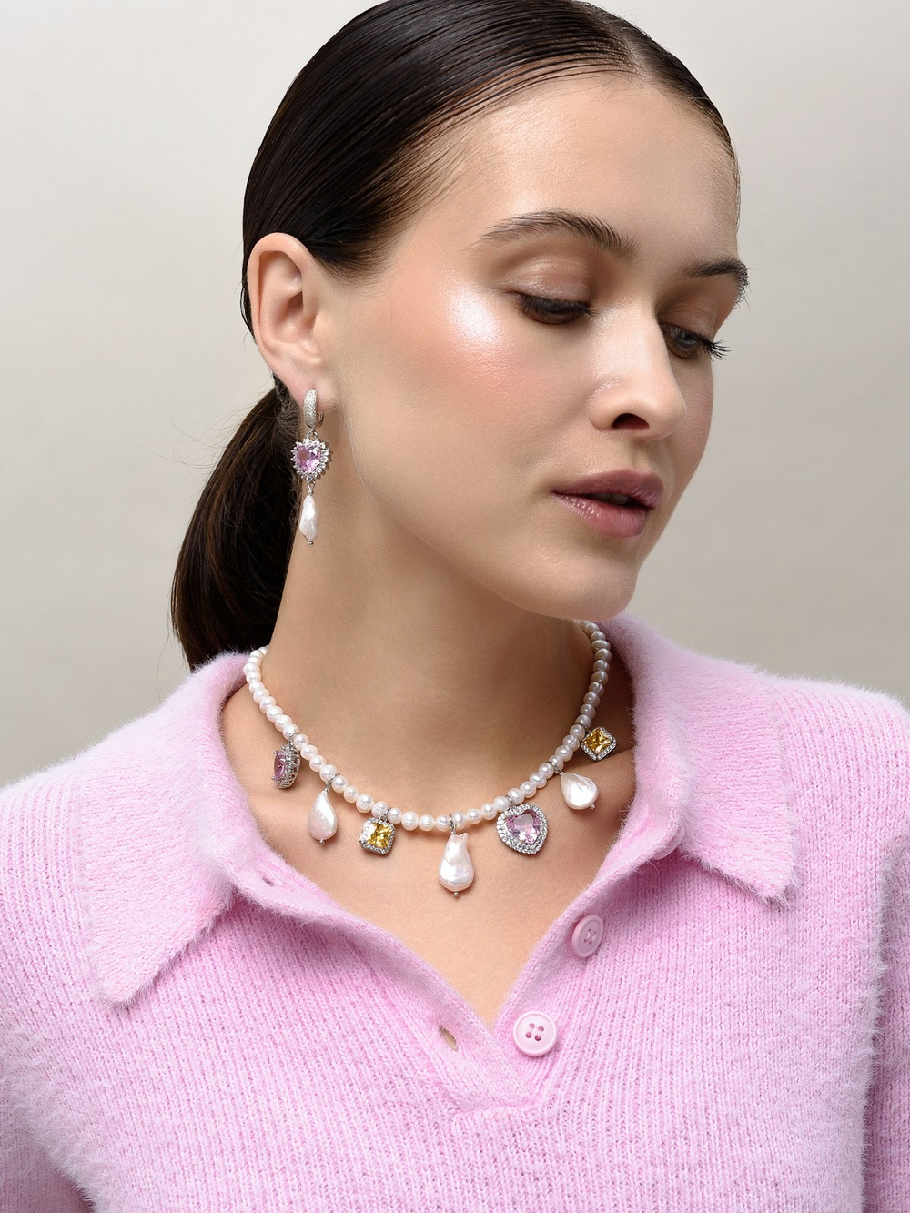 Серьги "NEW Posh" из жемчуга с цирконами