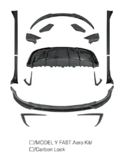Карбоновый обвес для Tesla Model Y Рестайлинг 2025+ тесла Губа Накладки на бампер Боковые юбки Диффузор