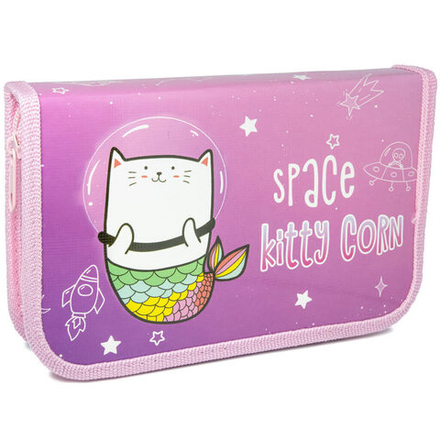 Пенал 1 отд. с 1-ой откид.пл. (190*115*30) молния, лам.картон "Kitty corn"