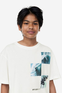 H&M Трикотажная футболка с принтом, белый