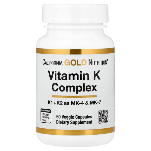 California Gold Nutrition, комплекс витаминов группы K, 60 растительных капсул