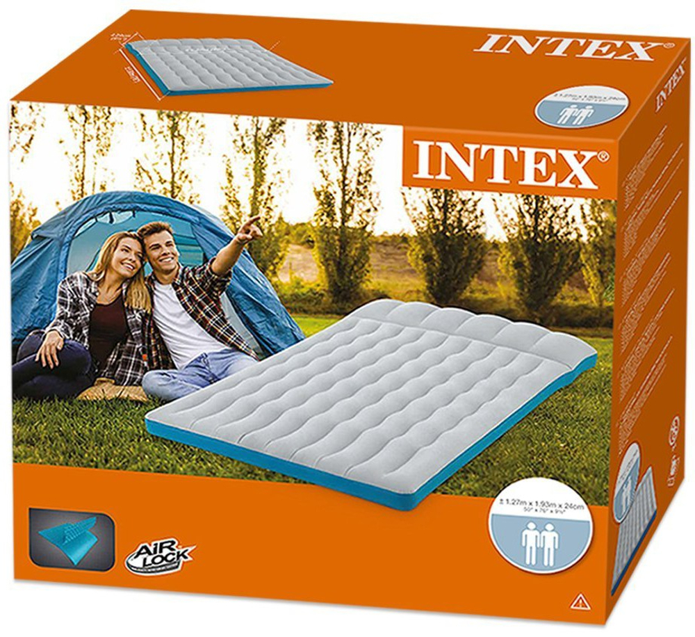 Надувной кемпинговый матрас Intex 127х193х24 см.
