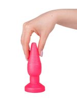 Розовая анальная втулка с рёбрышками - 14 см. (Цвет: розовый)