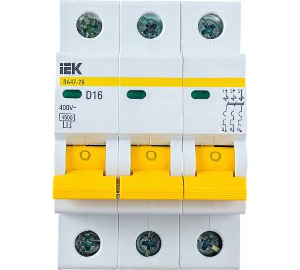 Автоматический выключатель ВА47-29 3Р 16А 4,5кА D IEK