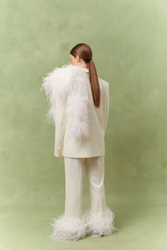 Брюки с перьями ((Самая красивая на празднике)), молочные