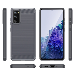 Серый мягкий чехол в стиле карбон на Samsung Galaxy S20 FE (Fan Edition), серия Carbon от Caseport