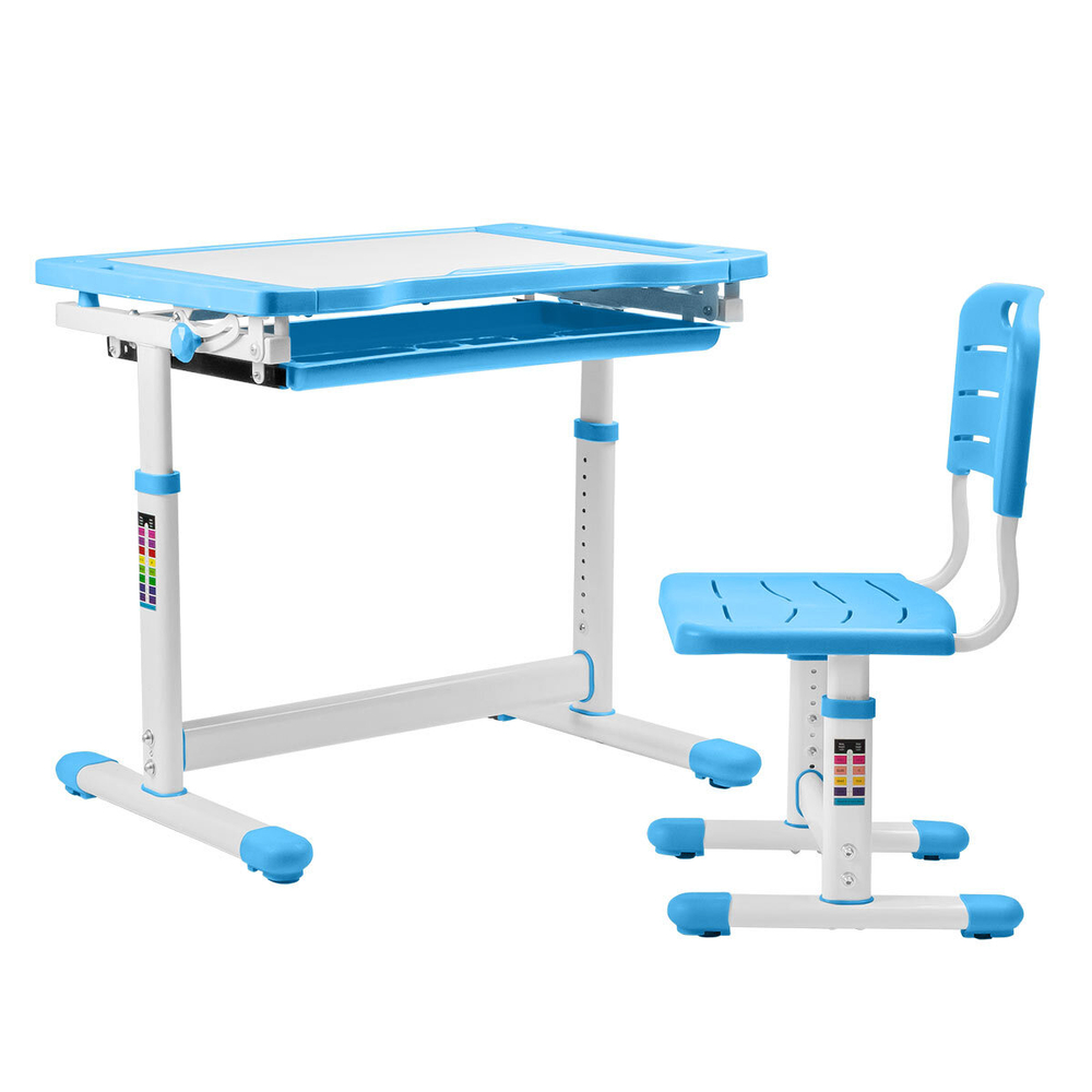 Комплект растущей детской мебели Anatomica Arlekino парта + стул + выдвижной ящик голубой