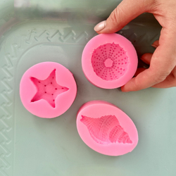 Молды силиконовые для творчества "Набор 3 молда: ракушка, морской ёж, морская звезда"/ форма для полимерной глины, мыла, воска, гипса и эпоксидной смолы