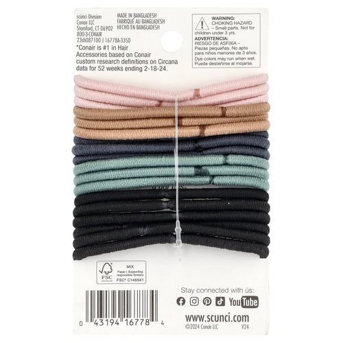 Scunci, No Damage® Eрезинки, для всех волос, средняя фиксация в течение всего дня, 18 шт.