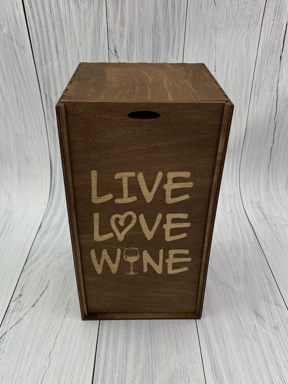 Деревянная коробка " LIVE LOVE WINE"