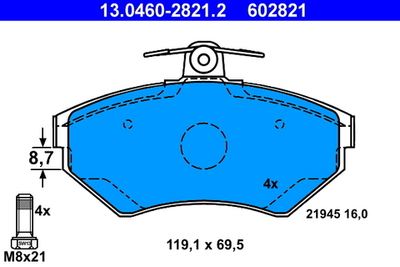 ATE - 13046028212-ATE - Brake Pad Set, disc brake