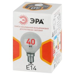 Лампа накаливания ЭРА P-40-E14-230-FR 40Вт 230В шар матовый цветная коробка Е14 | Лампы накаливания Шар (G/P)
