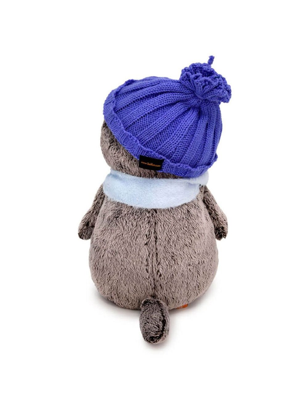 Мягкая игрушка Басик в шапке и шарфе со звездочкой 19 см