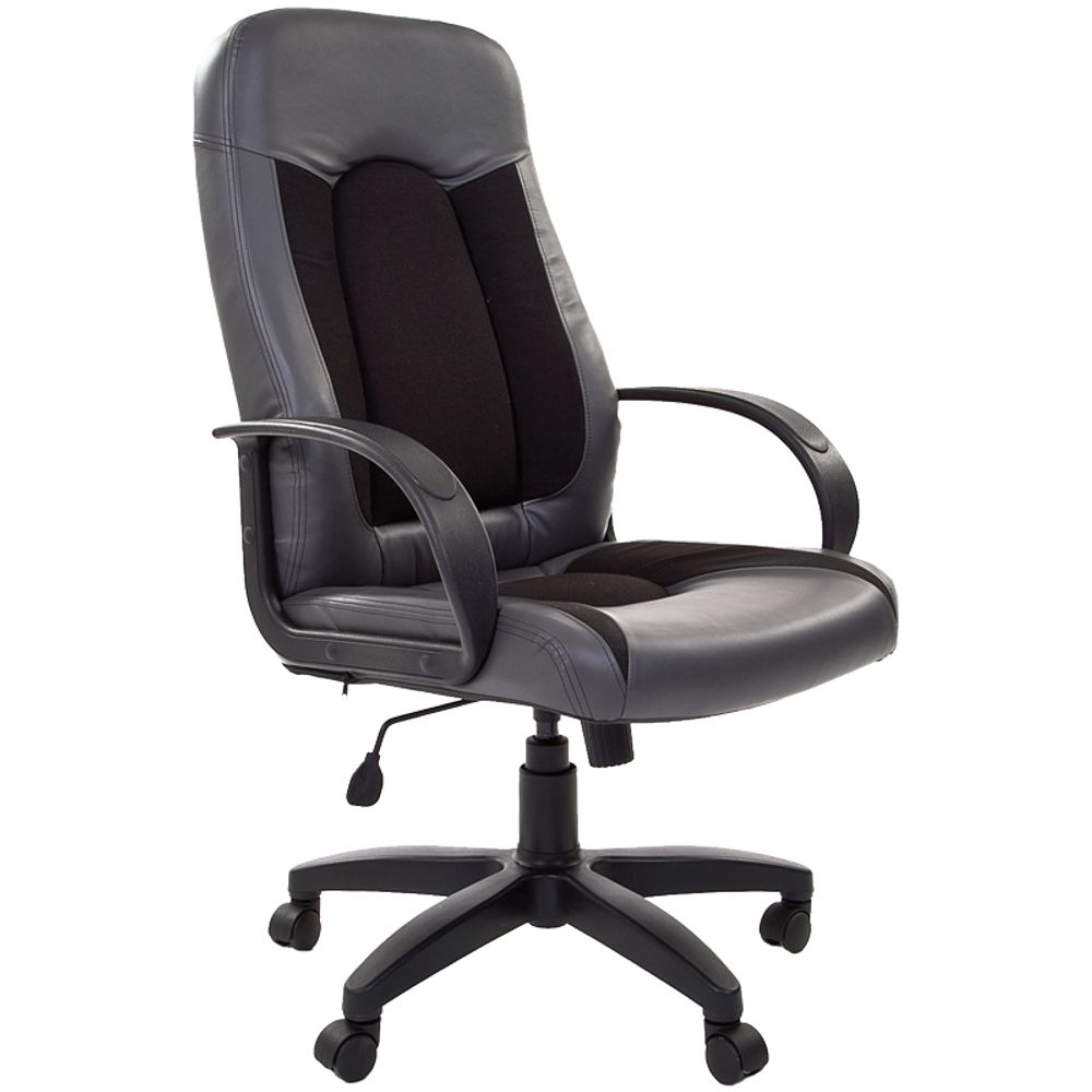 Кресло руководителя Chairman 429 PL, экокожа серая/ткань черная, механизм качания