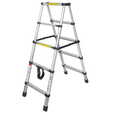 Лестница телескопическая двухсекционная (0.6-1.4+1.4м,4+4ступеньки, max нагрузка 150кг, вес 6,6кг) FORCEKRAFT FK-BL-TA140