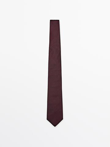 Massimo Dutti Галстук в горошек из 100% чистого шелка, бордовый