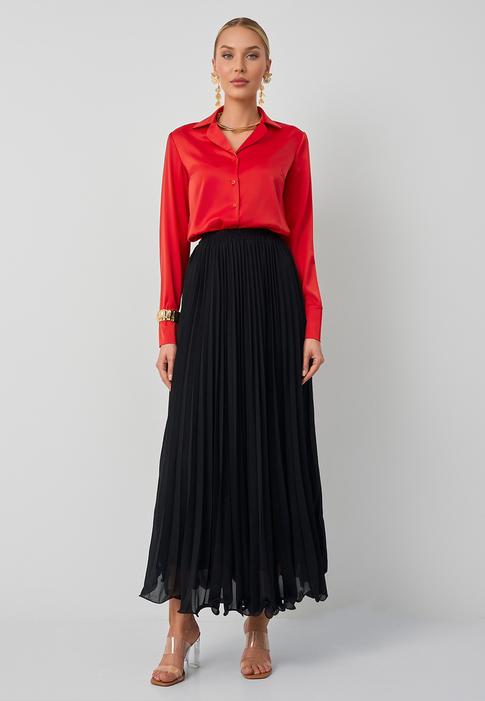 Юбка плиссе макси 100 черная