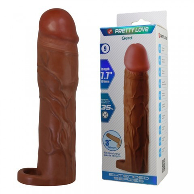 Реалистичная насадка на пенис Gerd (19,5 см) коричневая