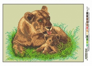 "Пума на лужайке"-0387 канва с рисунком