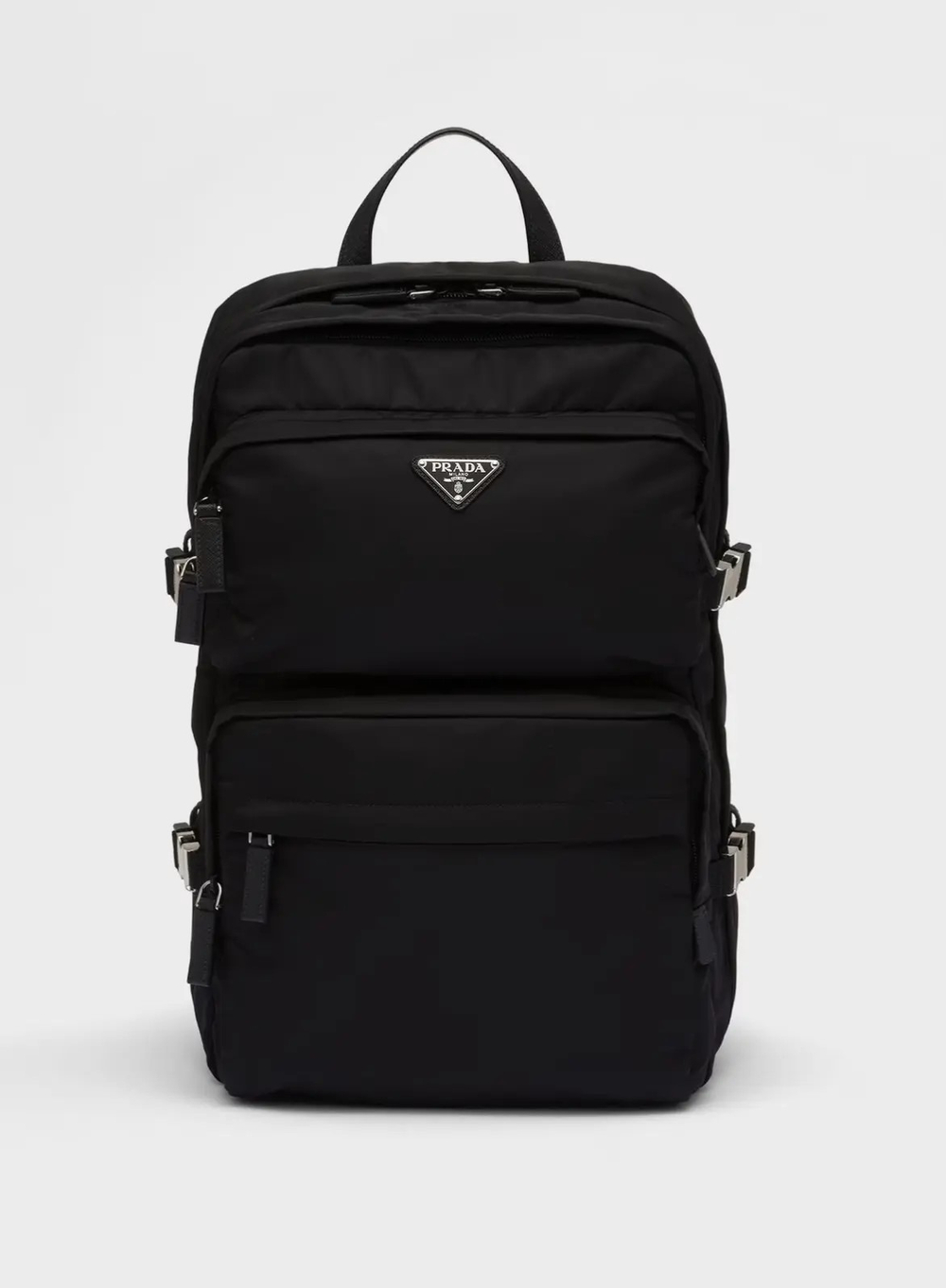 Мужской рюкзак Prada (Прада) Re-Nylon черный премиум класса купить в MRoss Boutique